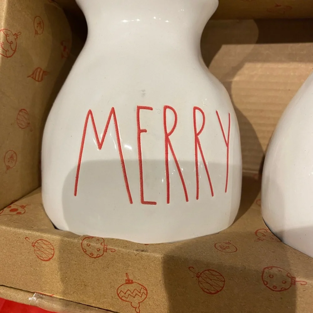 Rae Dunn set of three bud vases,‎ Christmas,Merry joy, and cheer